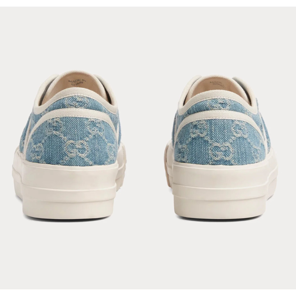Gucci Chunky Monogram GG Logo Blue Denim Flat Low Top Platform Sneakers 36.5 - Picture 16 of 16